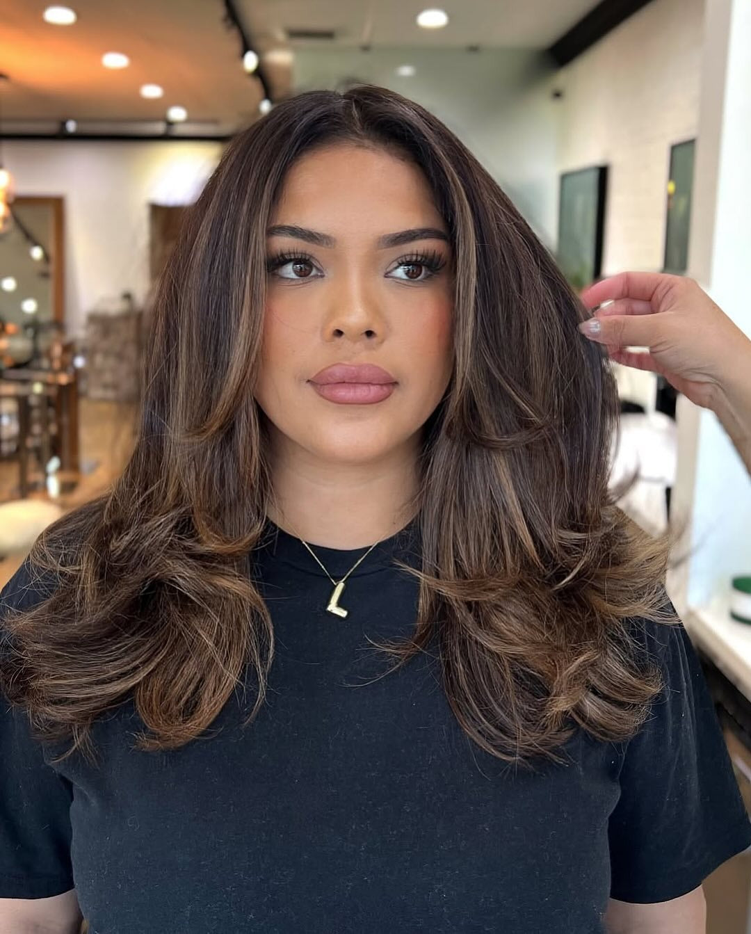 11. Layered Brunette with Soft Caramel Dimension (Brunette Hair Color)