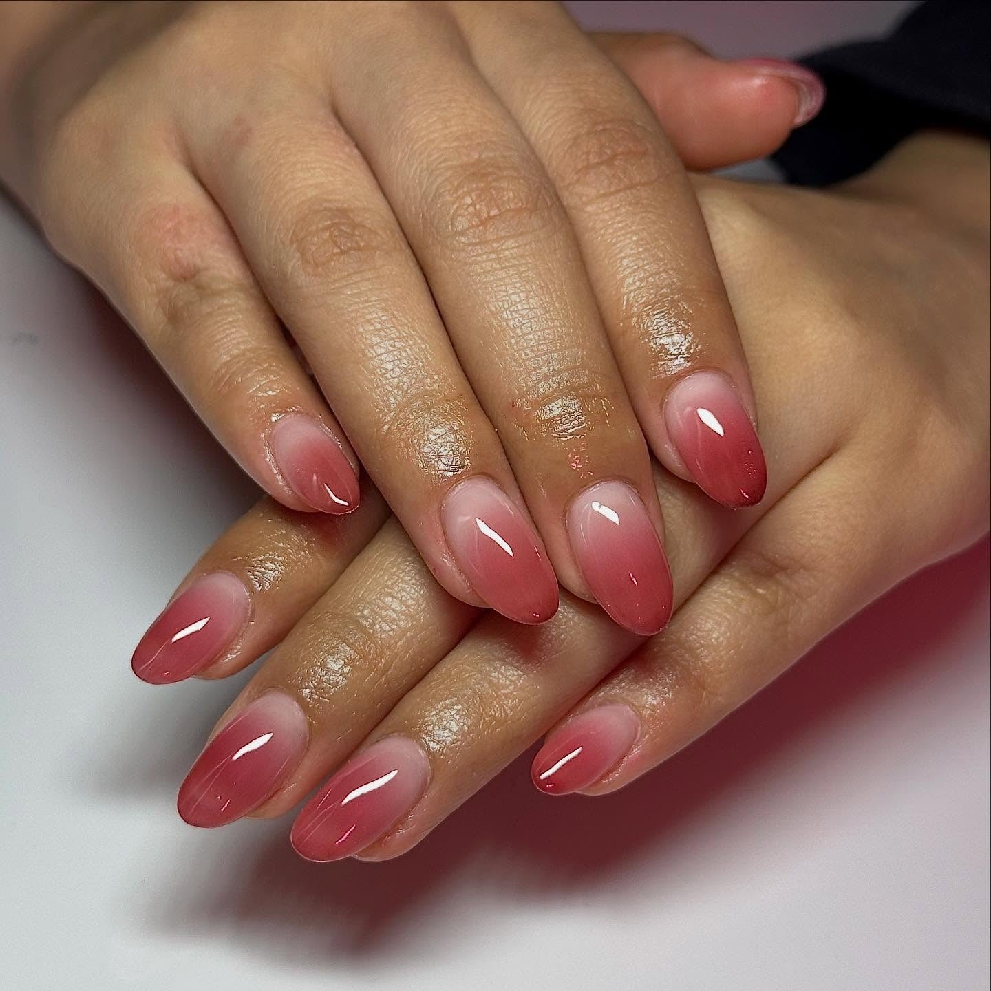 2. Rosy Sheer Ombre Almond (Ombre Nail Ideas)