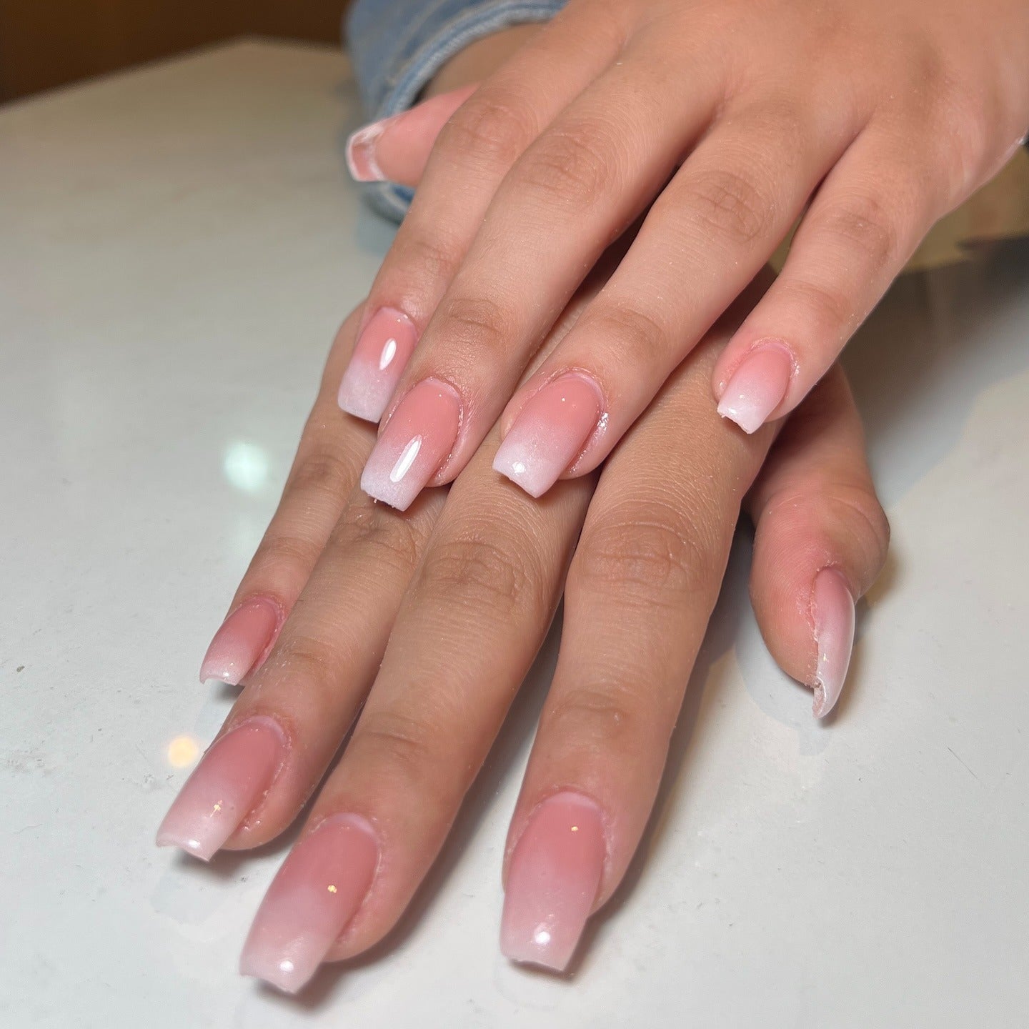 5. Classic Baby Boomer Coffin Ombre (Ombre Nail Ideas)