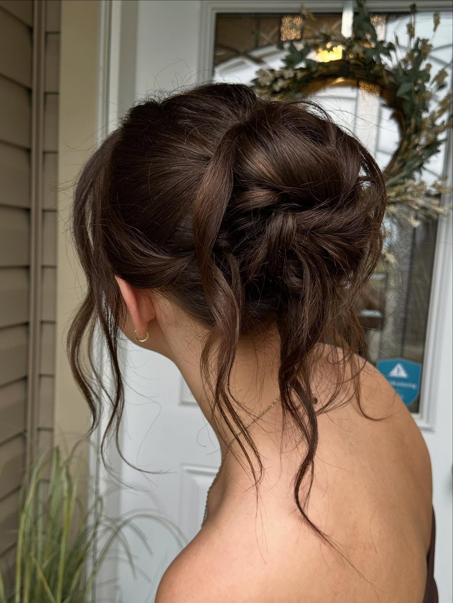 16. Chocolate Brown Braided Textured Bun (Updo Hairstyles)
