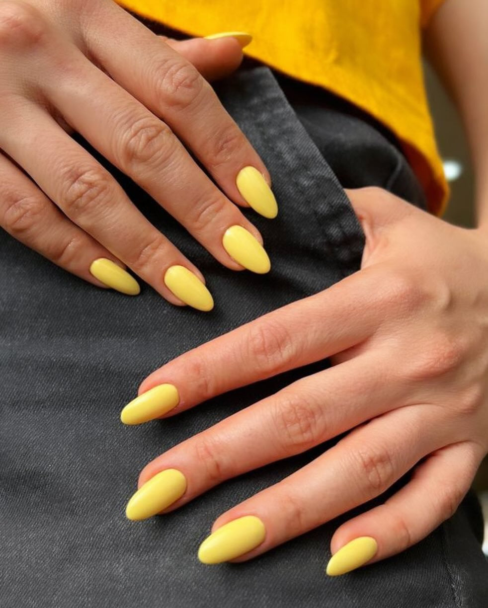 3. Soft Lemon Almond Nails (Yellow Nail Ideas)