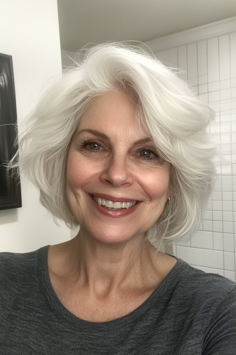 6. Natural White Textured Crop (Timeless Hairstyles For Women Over 60) - Timeless Hairstyles For Women Over 60