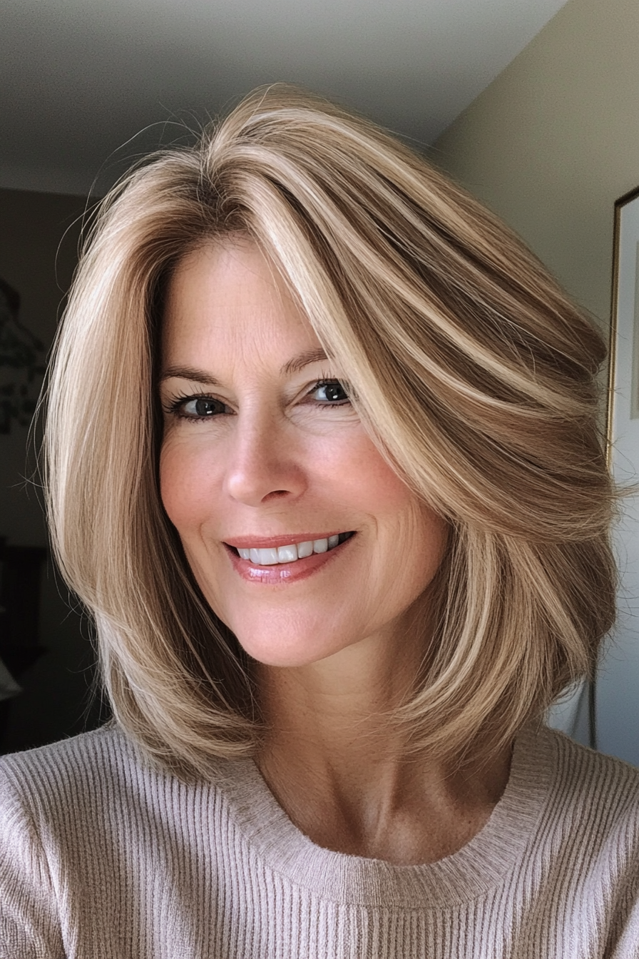 7. Honey Blonde Soft Shoulder-Length Cut (Timeless Hairstyles For Women Over 60) - Timeless Hairstyles For Women Over 60