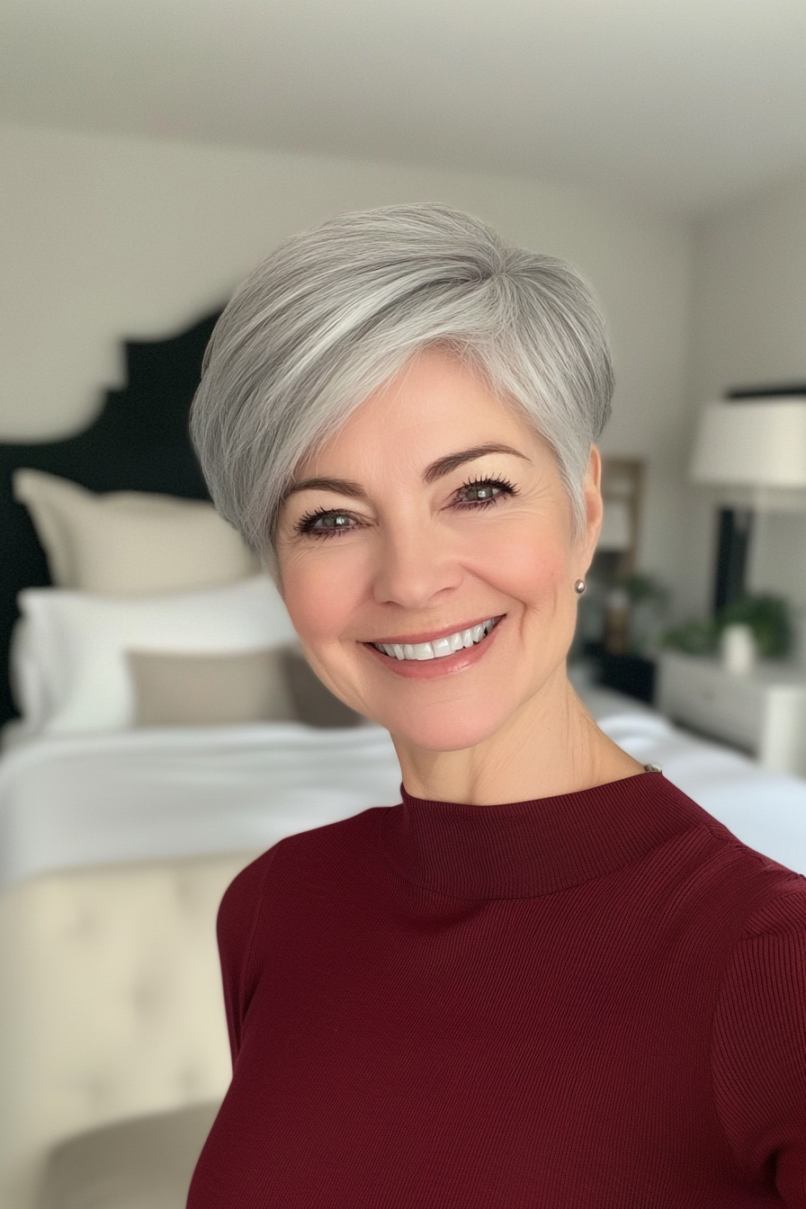 14. Natural Gray Soft Tapered Pixie (Timeless Hairstyles For Women Over 60) - Timeless Hairstyles For Women Over 60