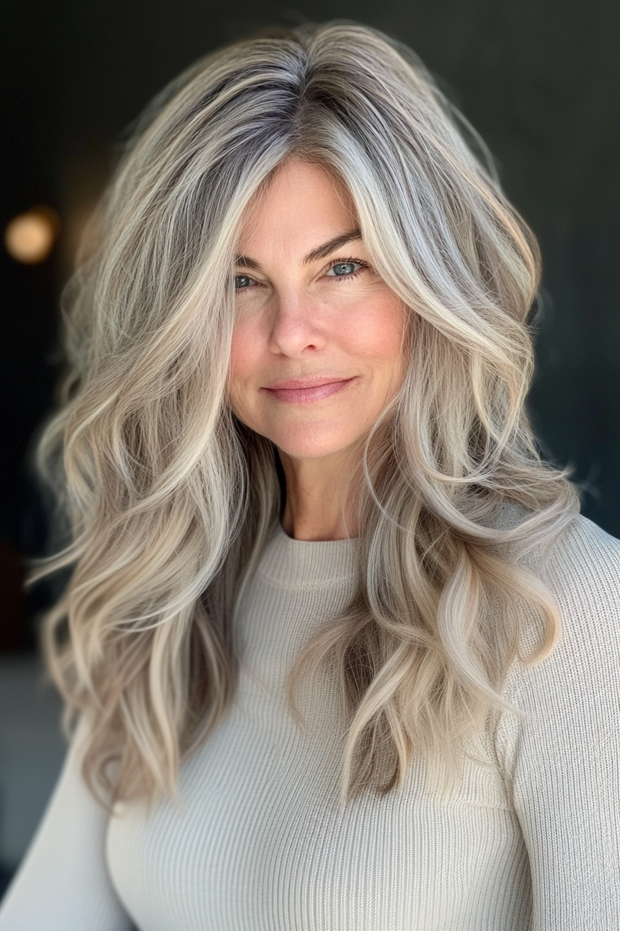 10. Medium Shag with Cool Beige Blonde (Medium Length Hairstyles With Layers For Women Over 50) - Medium Length Hairstyles With Layers For Women Over 50