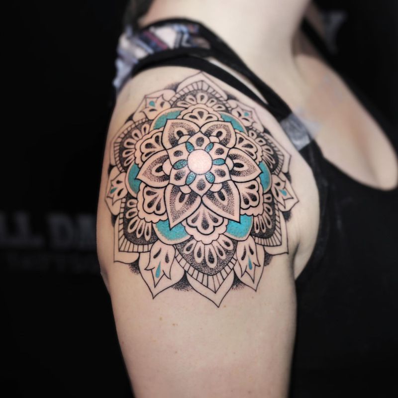 Mandala Upper Shoulder Tattoo