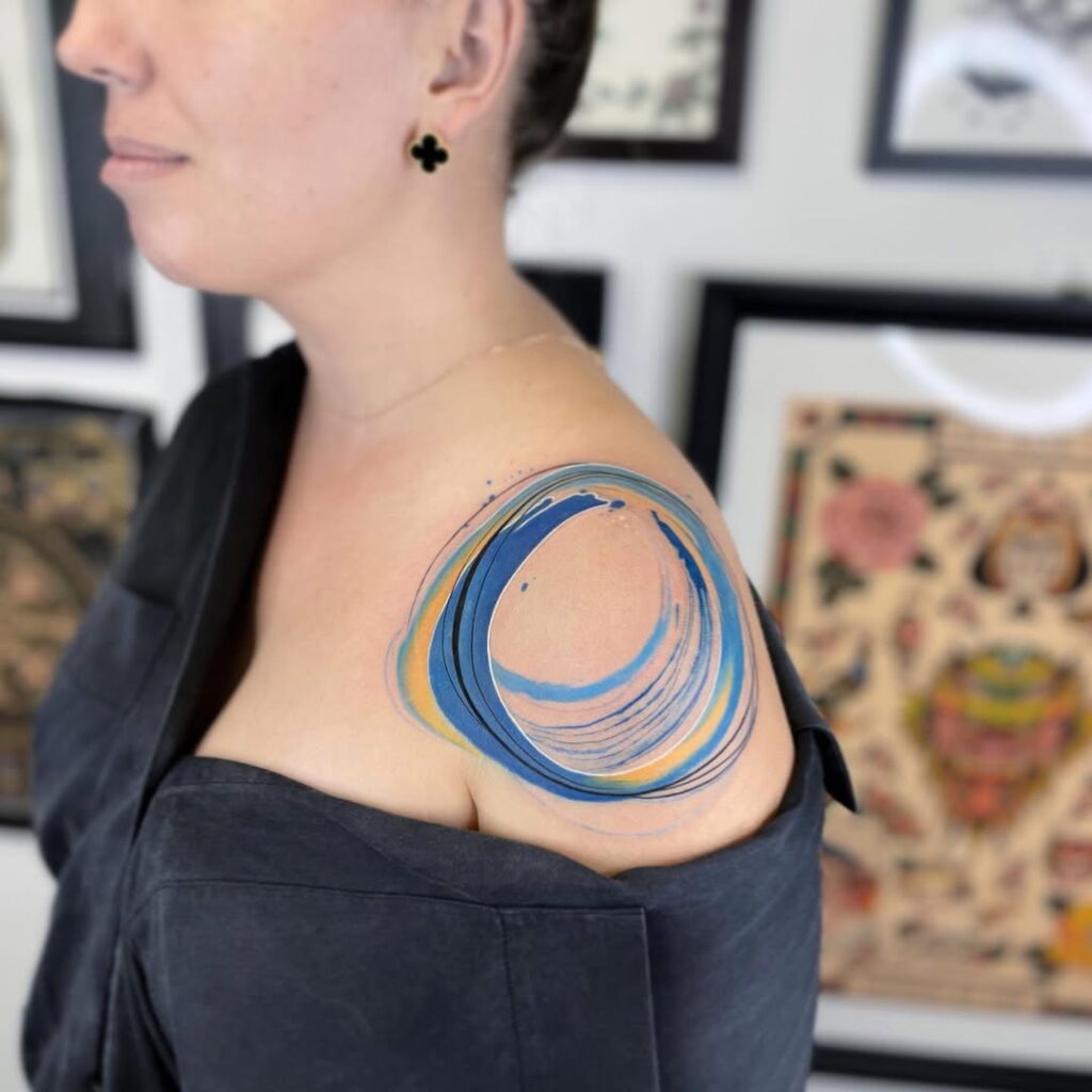 Abstract Upper Shoulder Tattoo