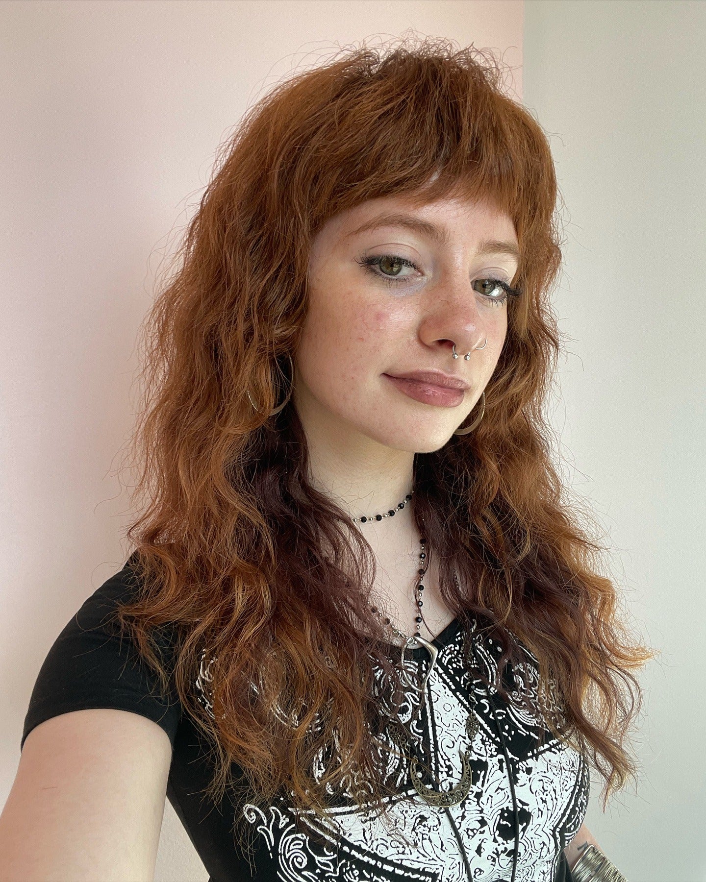 1. Copper Shag with Micro Bangs (Shaggy Haircut)