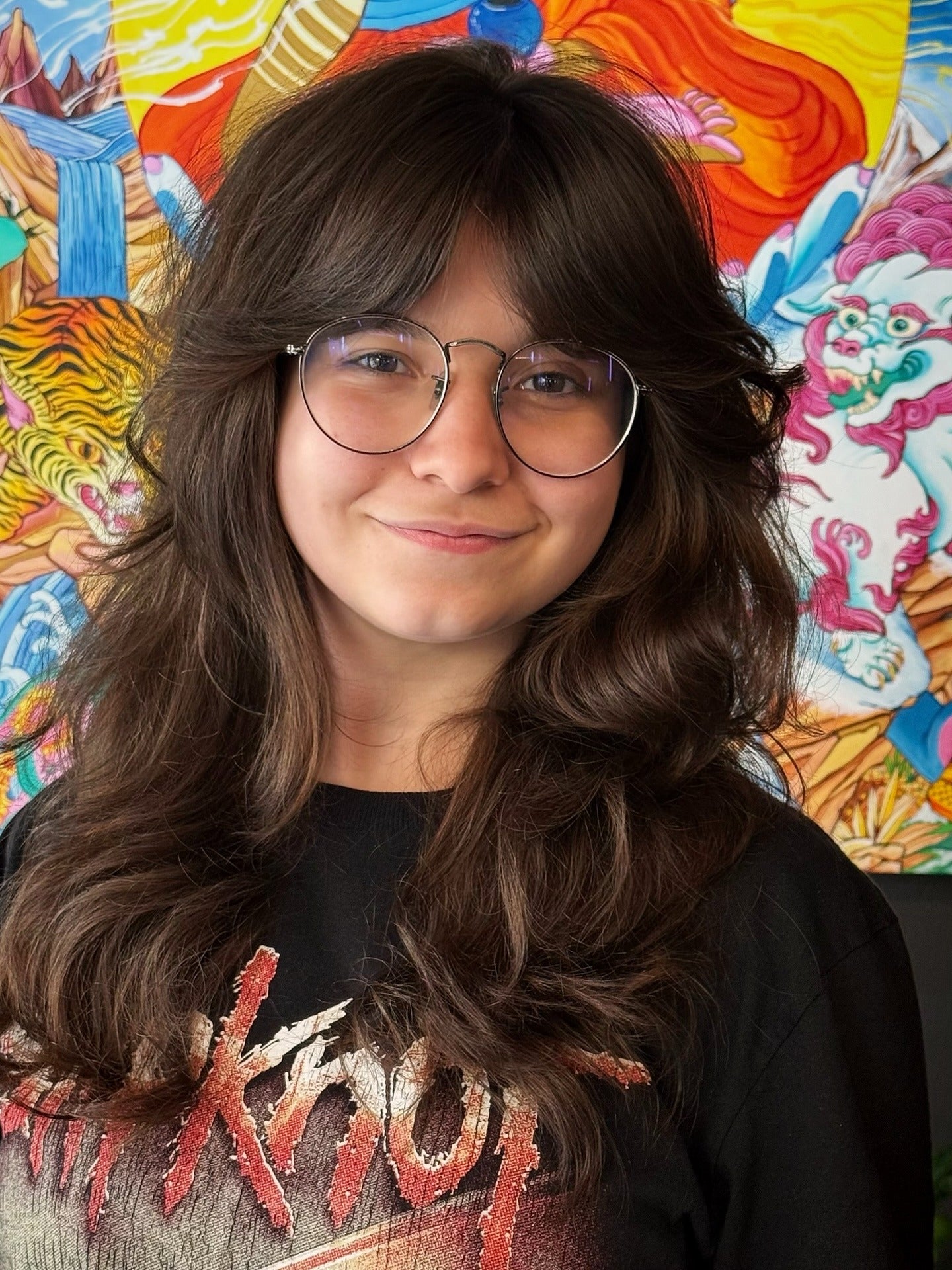 8. Long Shag with Rounded Curtain Bangs (Shaggy Haircut)