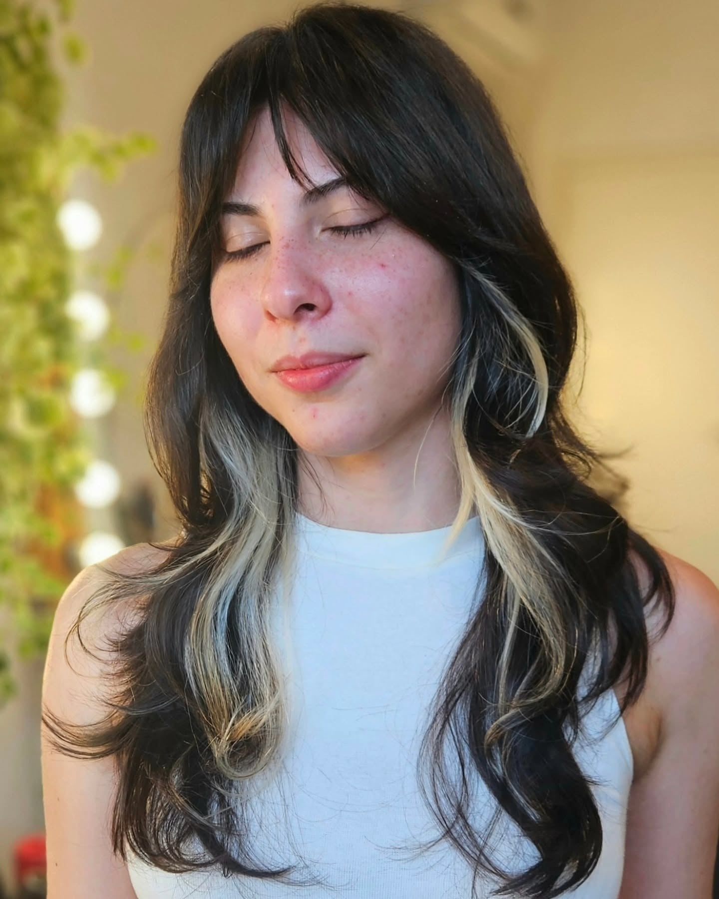 11. Black Shag with Platinum Face Frame (Shaggy Haircut)