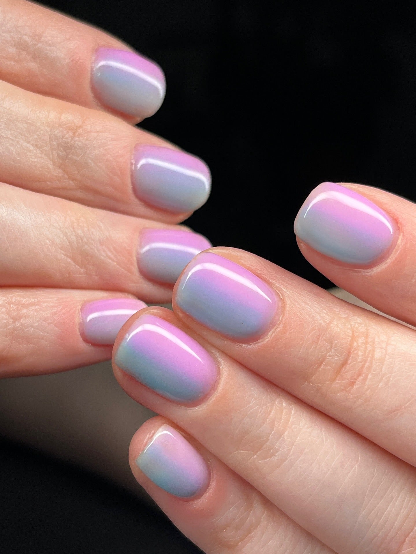 15. Gradient Pastel Gloss (Short Nail Ideas)