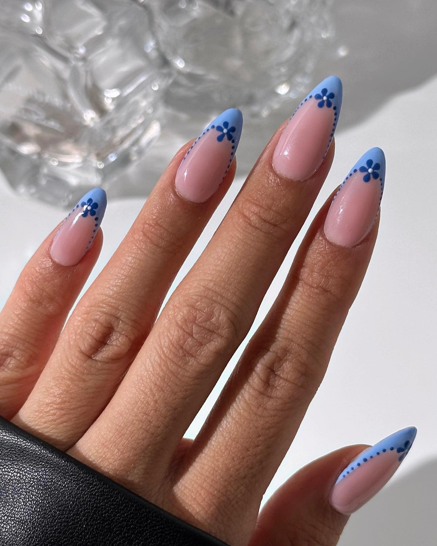 6. Royal Blue Petal French (Blue Spring Nail Ideas)