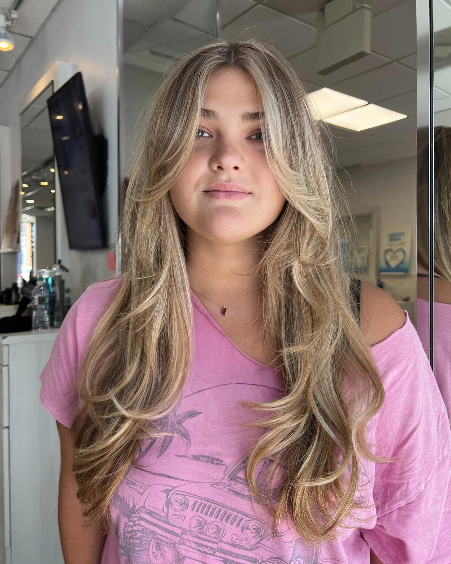 15. Layered Blowout with Sandy Honey Blend (Sandy Blonde Hair Color)