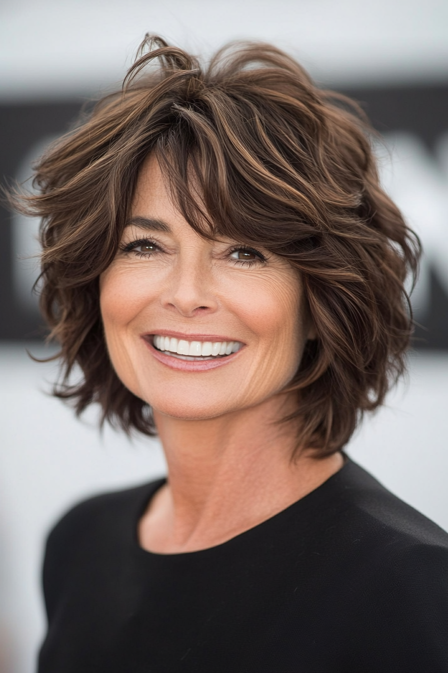 11. Espresso Tousled Bob (Fun Short Haircuts For Women Over 50) - Fun Short Haircuts For Women Over 50