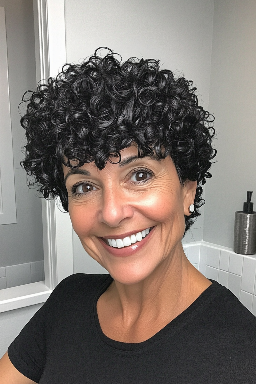 16. Raven Curly Tapered Cut (Fun Short Haircuts For Women Over 50) - Fun Short Haircuts For Women Over 50