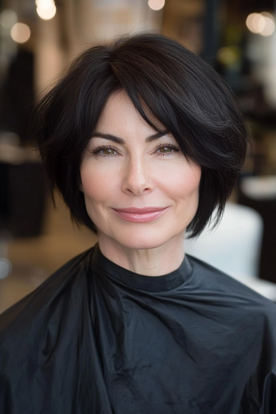 23. Soft Black Rounded Cut (Fun Short Haircuts For Women Over 50) - Fun Short Haircuts For Women Over 50