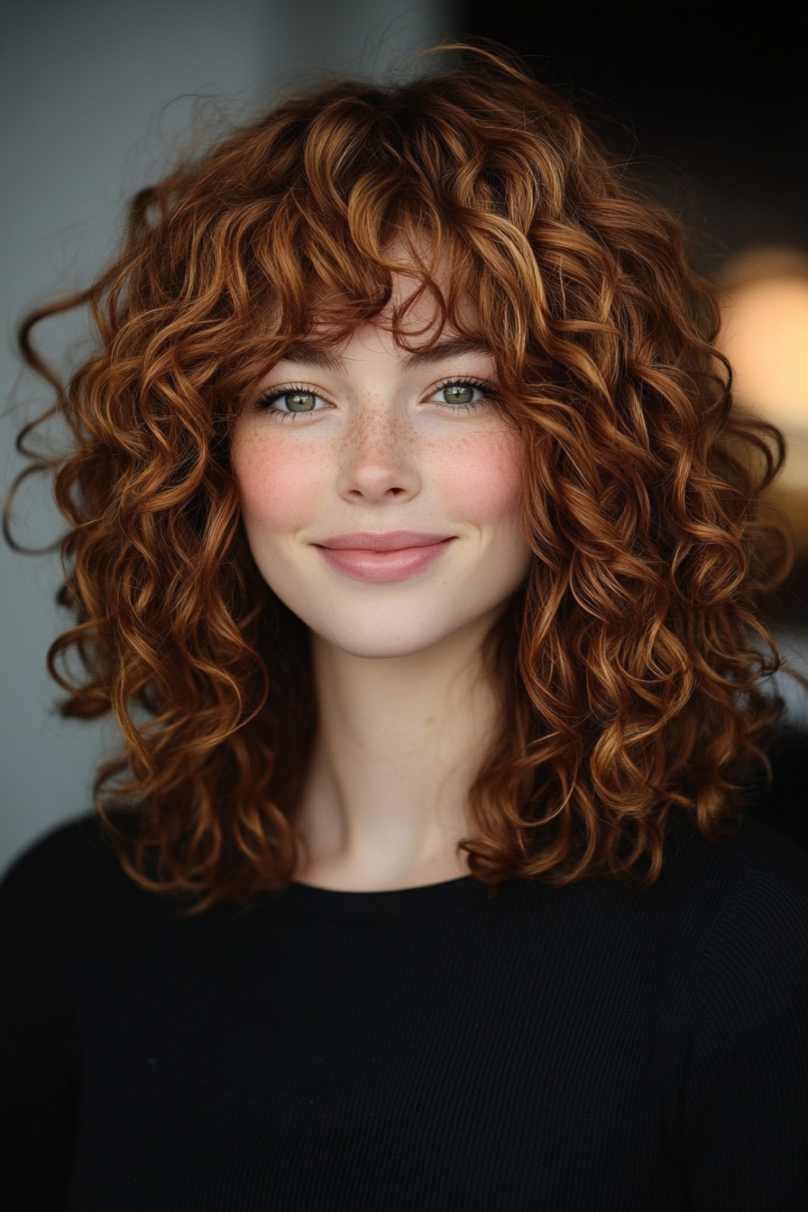 22. Curly Fringe in Deep Mahogany (Boho Haircuts) - Boho Haircuts