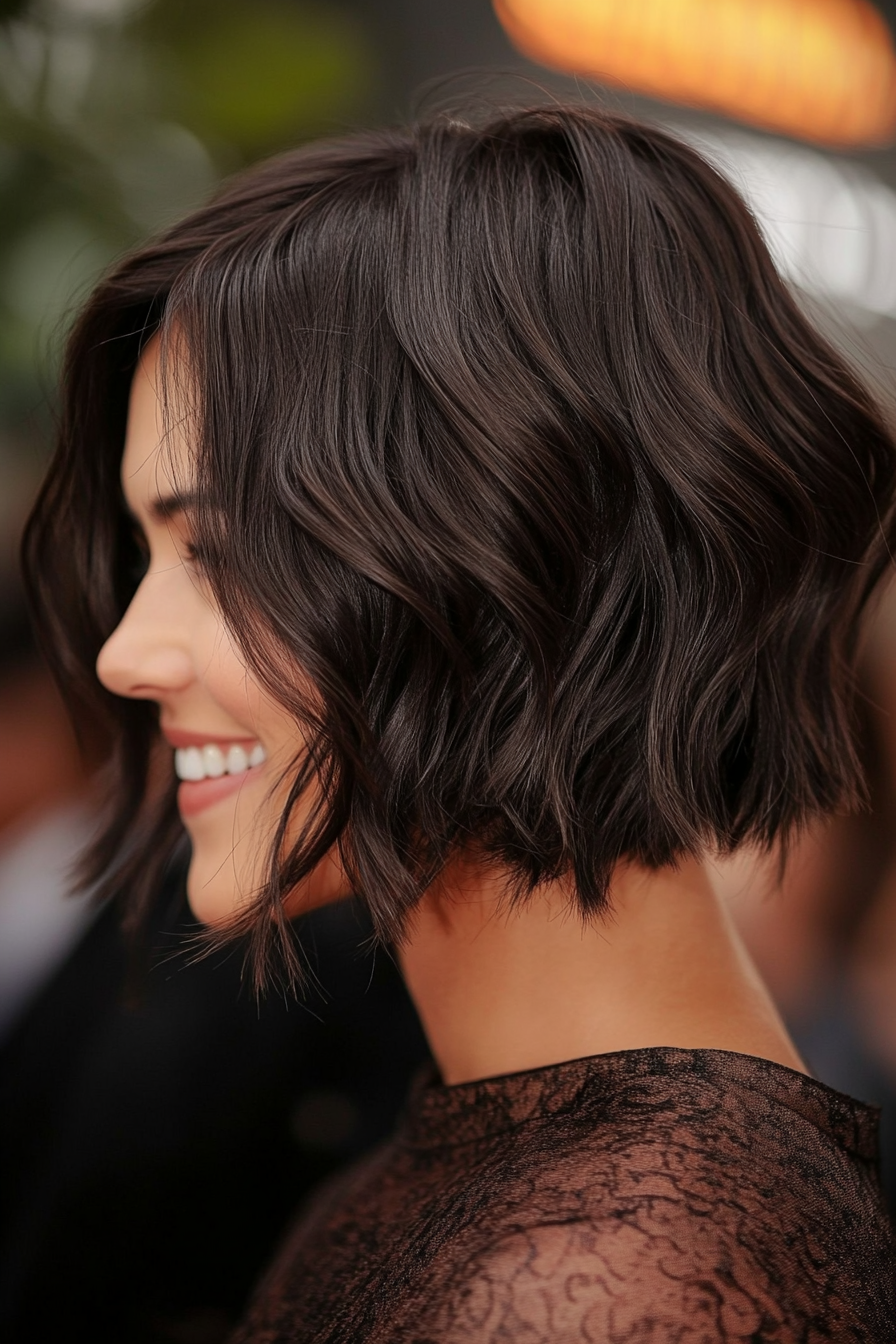 5. Wavy Choppy Bob in Dark Chocolate (Choppy Haircuts) - Choppy Haircuts