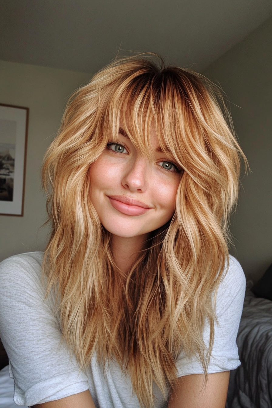 11. Choppy Shag with Bangs in Golden Blonde (Choppy Haircuts) - Choppy Haircuts