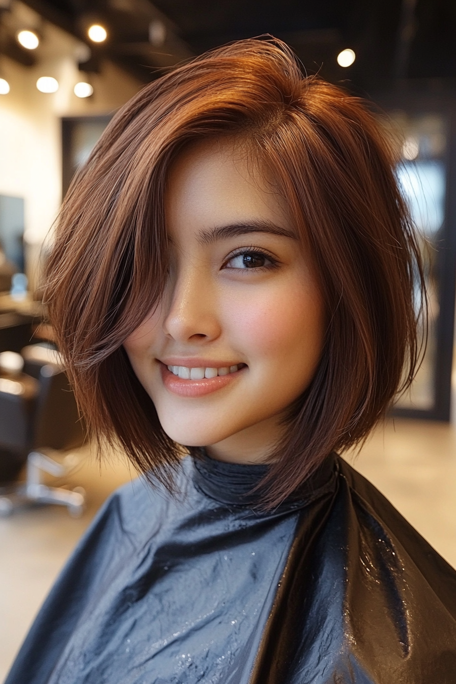 12. Asymmetrical Choppy Bob in Mahogany (Choppy Haircuts) - Choppy Haircuts