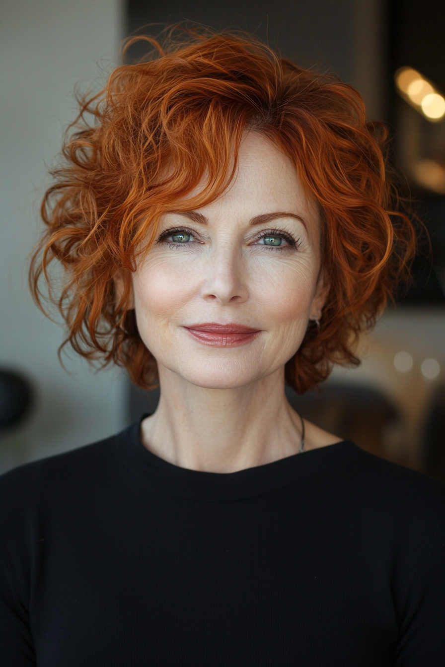 5. Auburn Tapered Cut (Curly Haircuts For Women Over 50) - Curly Haircuts For Women Over 50