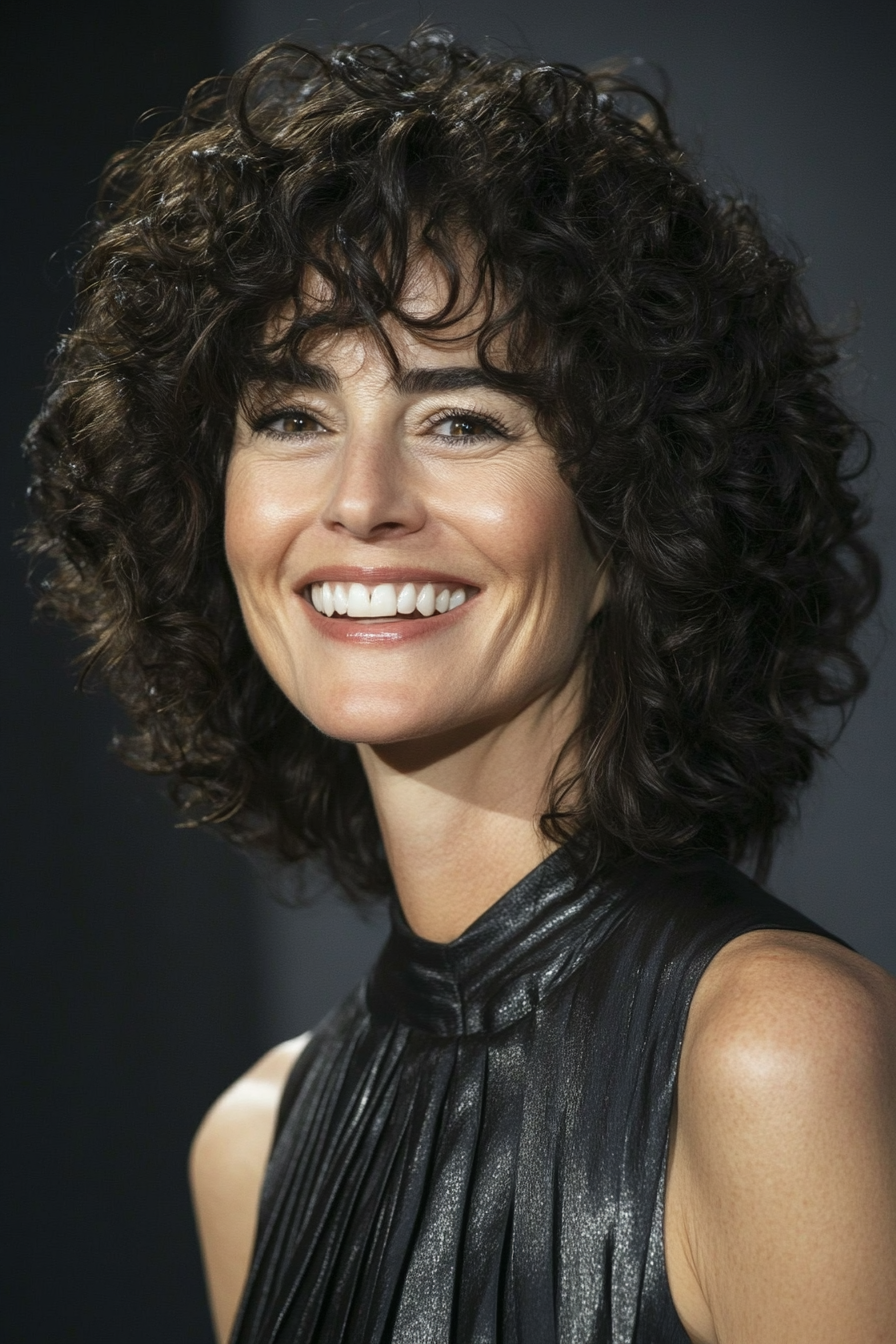 8. Dark Brown Curly Crop (Curly Haircuts For Women Over 50) - Curly Haircuts For Women Over 50