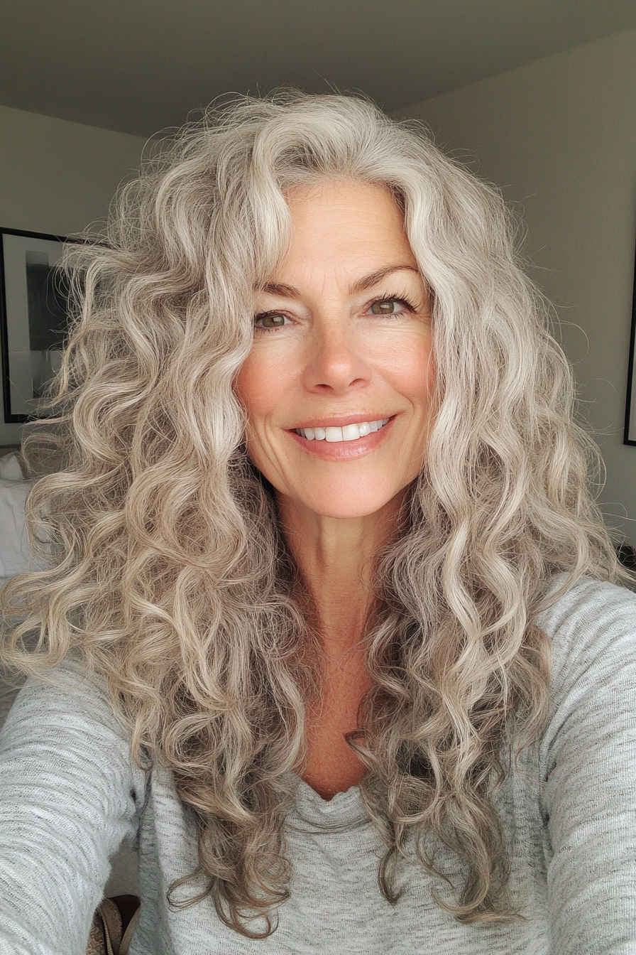 15. Ash Blonde Loose Curls (Curly Haircuts For Women Over 50) - Curly Haircuts For Women Over 50