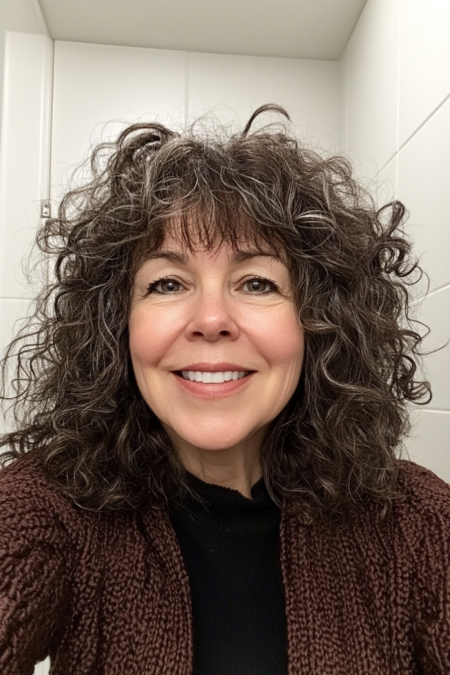 24. Espresso Curly Shag (Curly Haircuts For Women Over 50) - Curly Haircuts For Women Over 50