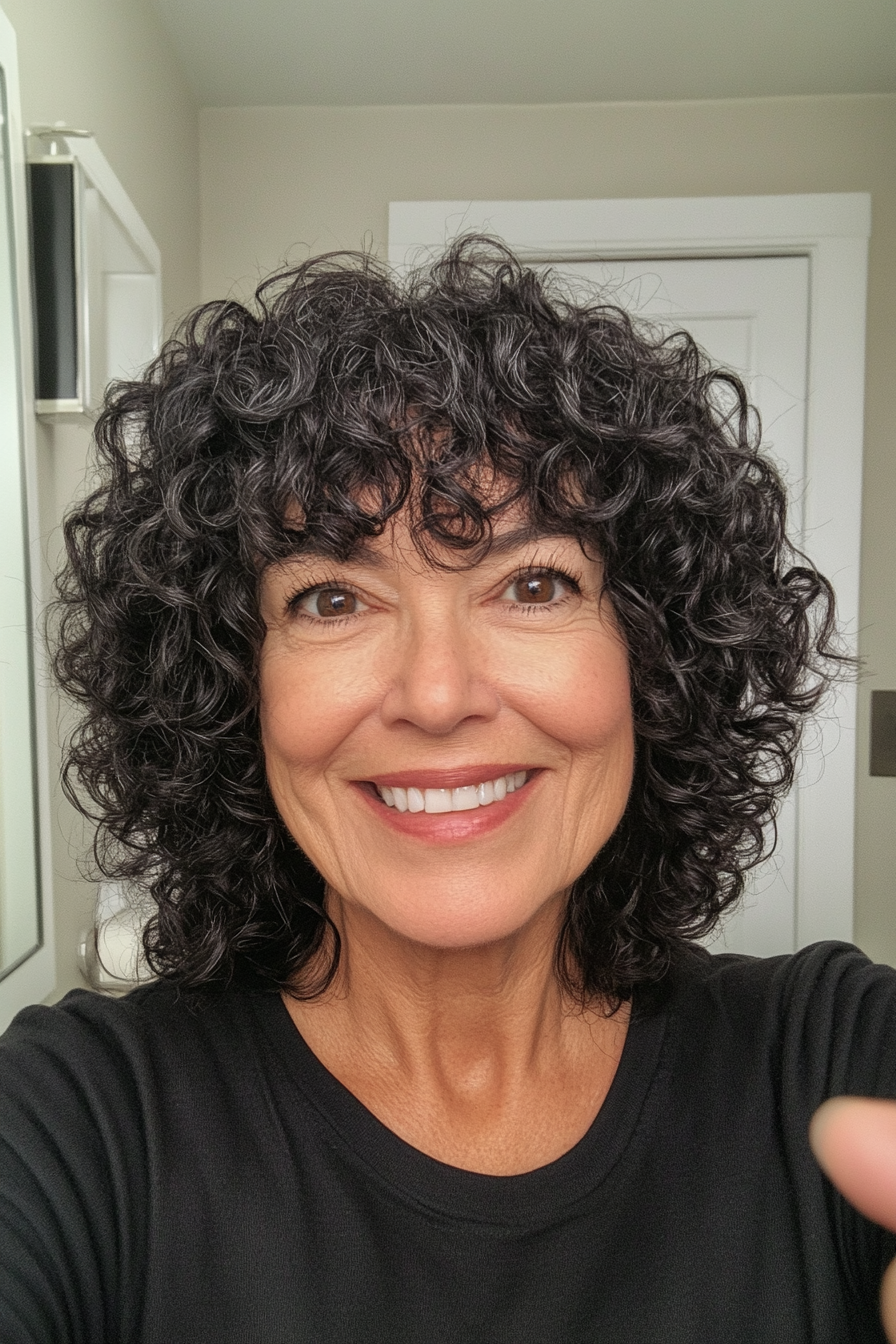 10. Soft Black Defined Ringlets (Haircut For Curly Hair For Women Over 50) - Haircut For Curly Hair For Women Over 50