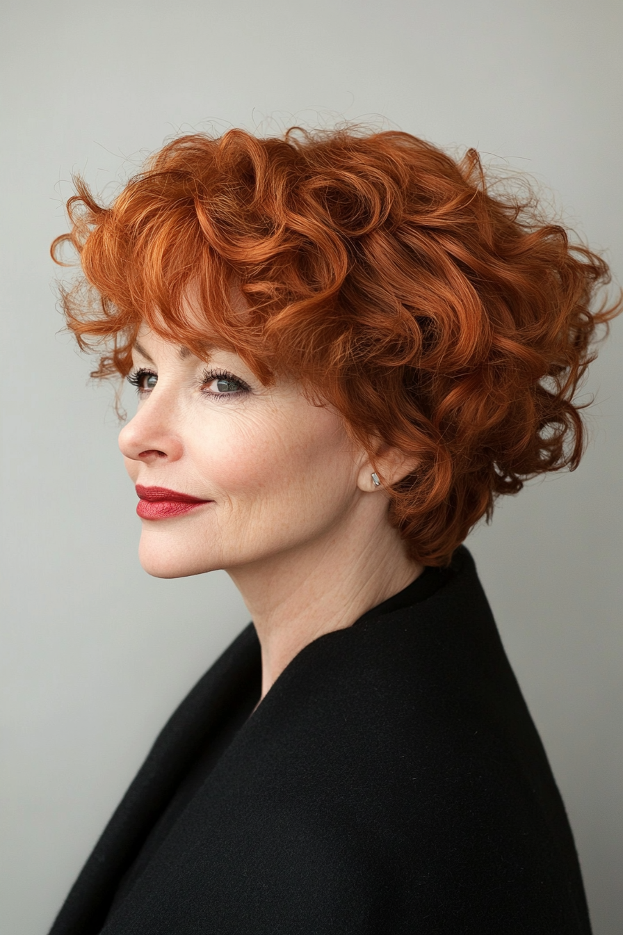 11. Light Auburn Tapered Curls (Haircut For Curly Hair For Women Over 50) - Haircut For Curly Hair For Women Over 50