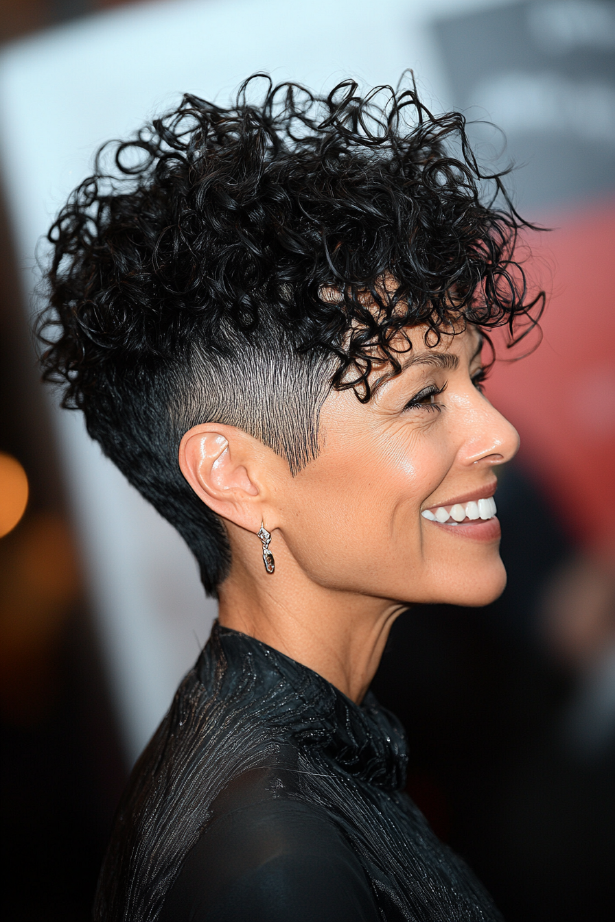 19. Black Tapered Cut with Volume (Haircut For Curly Hair For Women Over 50) - Haircut For Curly Hair For Women Over 50
