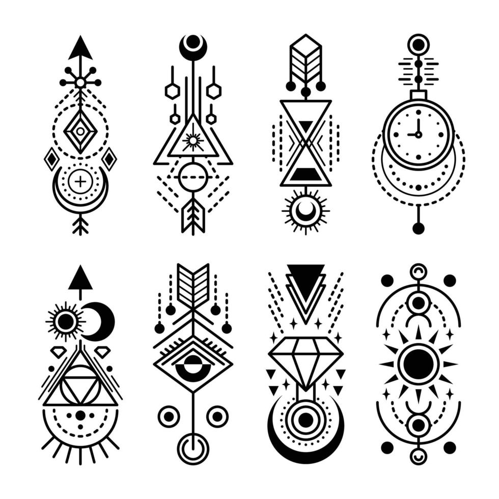 Minimalist Tattoo Abstract Geometric Collection 12037715 Vector ...