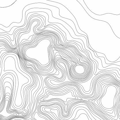 Abstract black and white topographic contours lines of mountains....