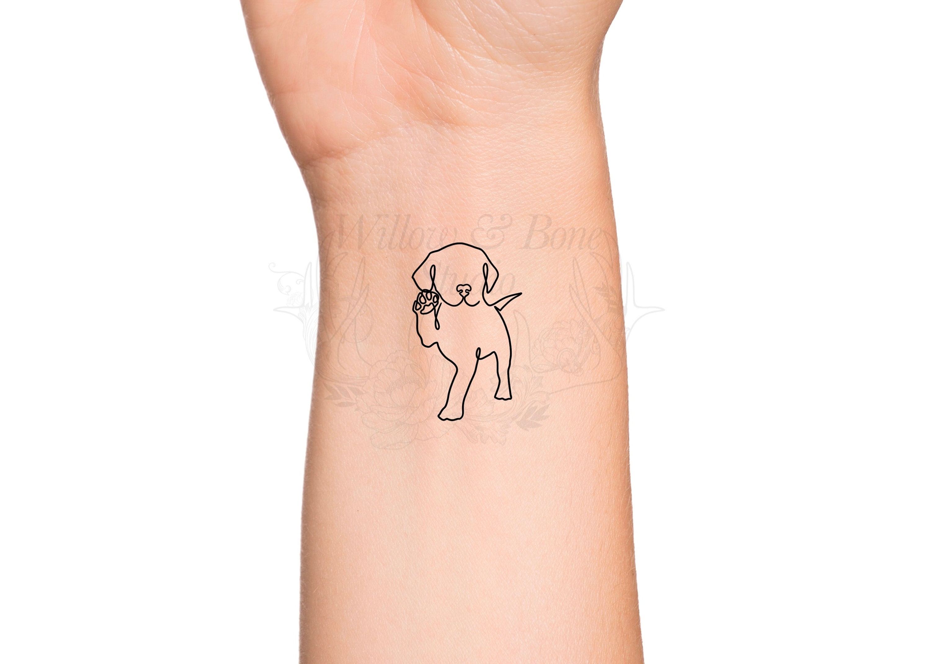Waving Puppy Dog Paw Outline Temporary Tattoo Puppy Love Pet ...
