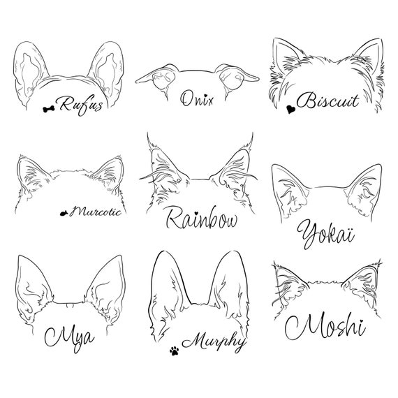 Ear Outline DIGITAL, Custom Pet Tattoo, Minimalist Illustration ...