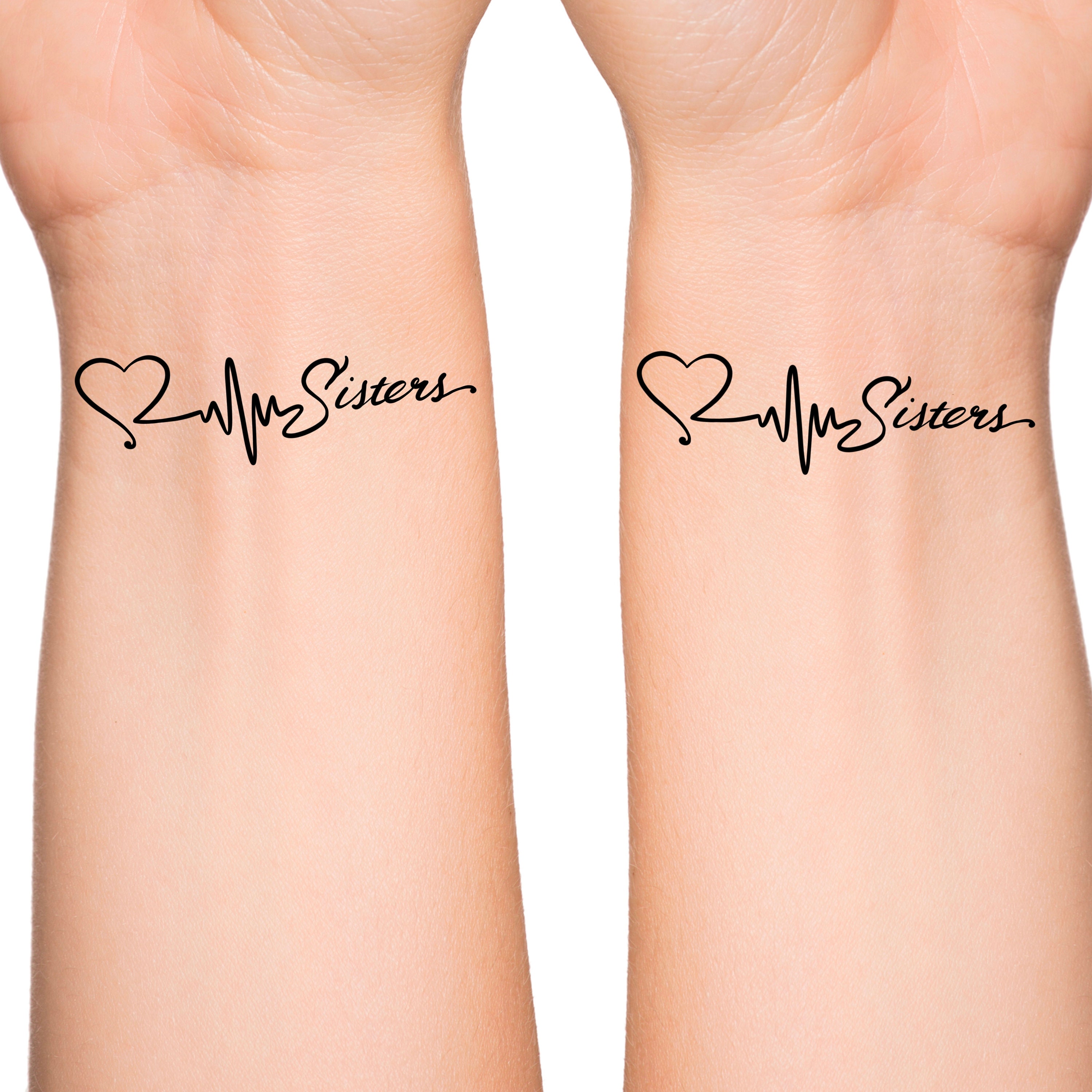 Sisters Heartbeat Temporary Tattoo / Matching Tattoos / Best ...