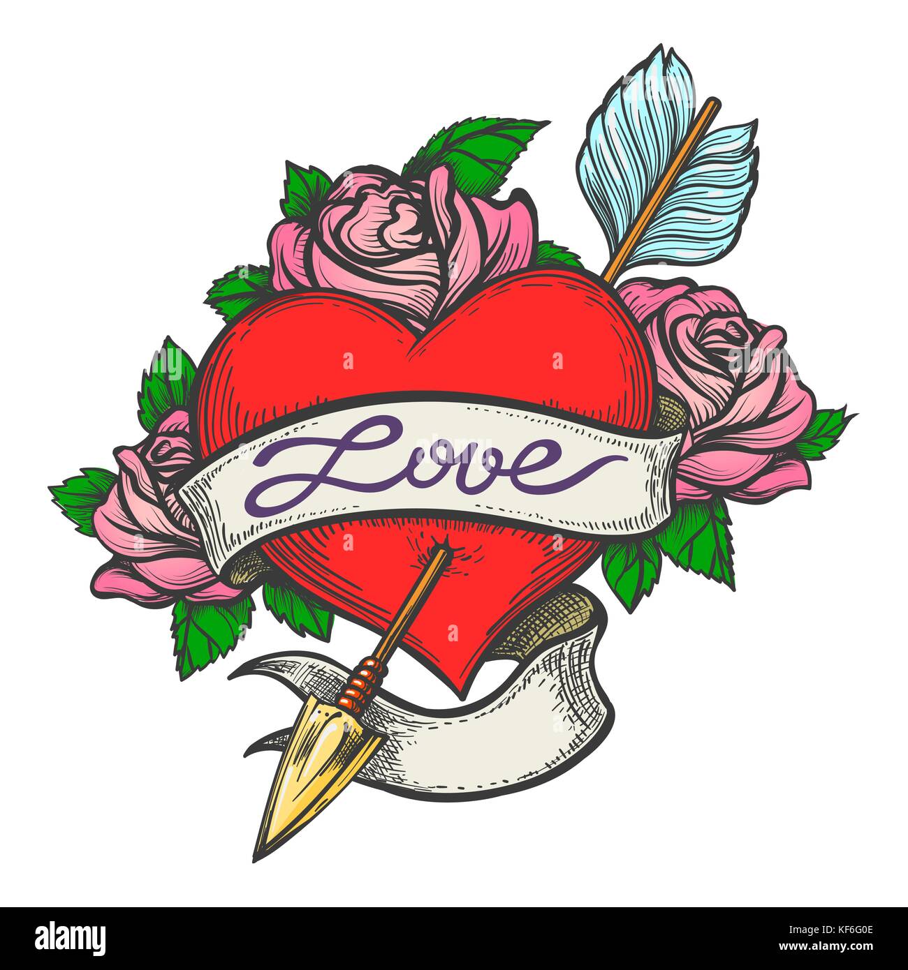Heart with arrow tattoo Cut Out Stock Images & Pictures - Alamy