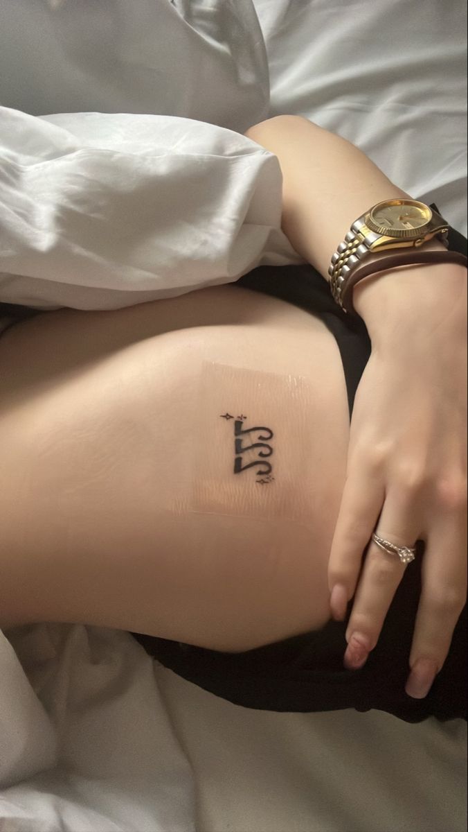 Angel Number 222 tattoo on ribs