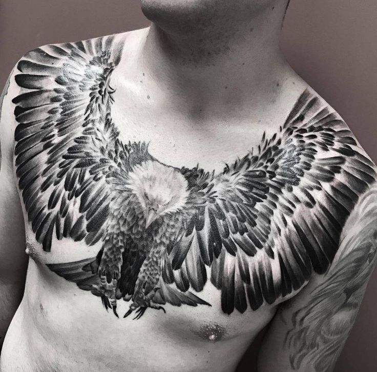 Flying Eagle Chest Tattoo