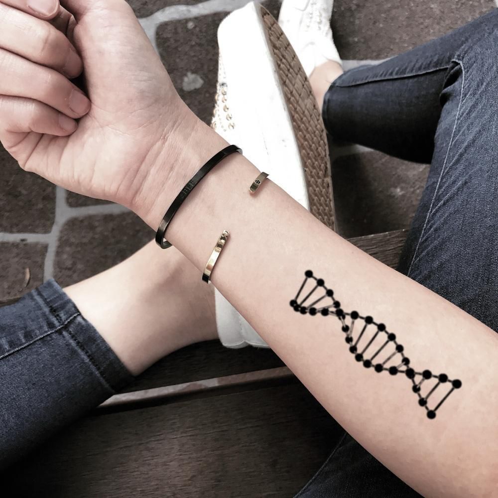 DNA Strand Double Helix Temporary Tattoo Sticker - OhMyTat