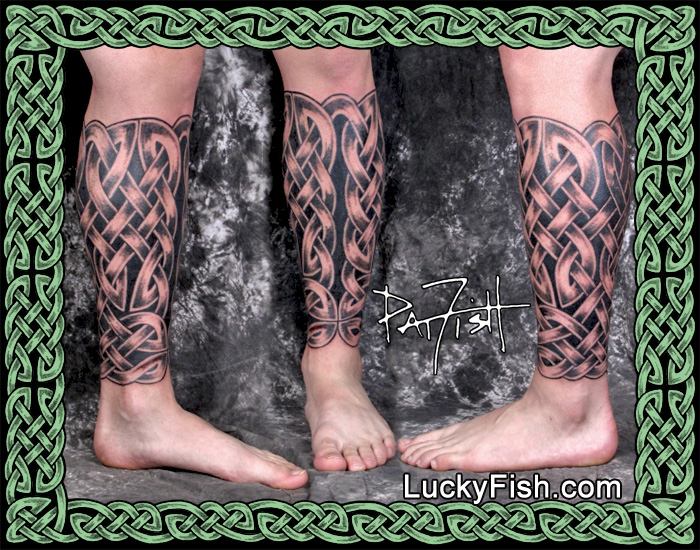 Full Celtic Knotwork Lower Leg Tattoo — LuckyFish, Inc. and Tattoo ...