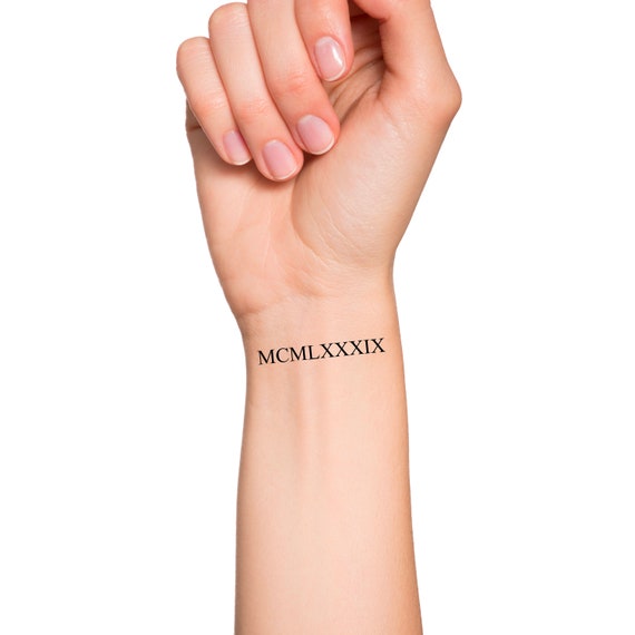 Custom Roman Numerals Temporary Tattoo / Custom Temporary Tattoo ...