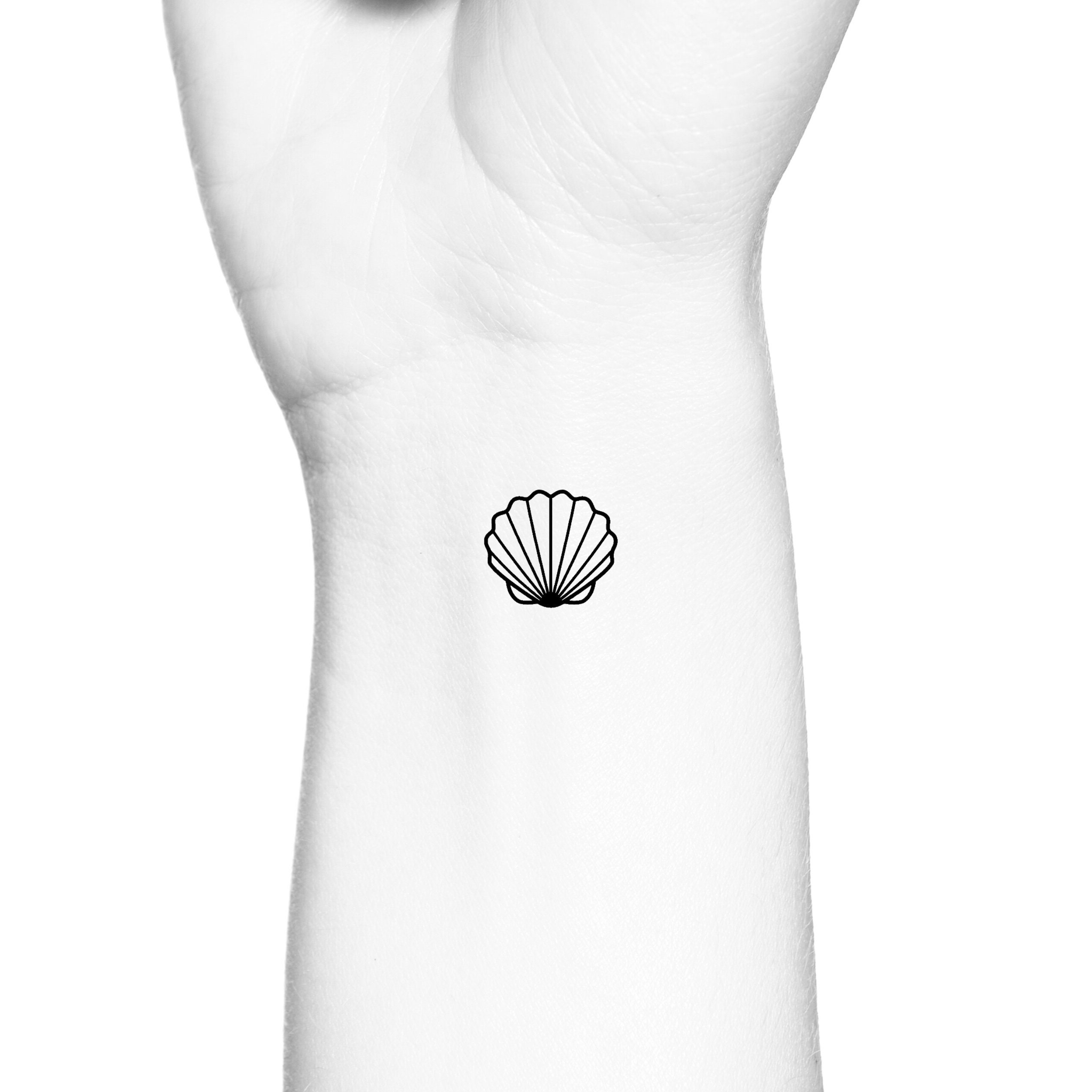 Seashell Outline Temporary Tattoo / Beach Sea Conch Shell Fake ...