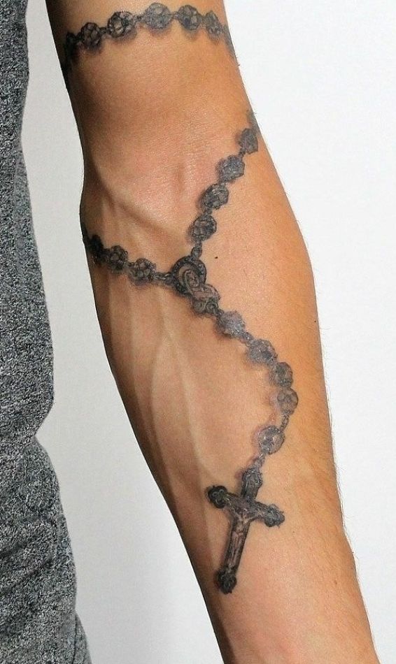 Rosary forearm tattoo version 1