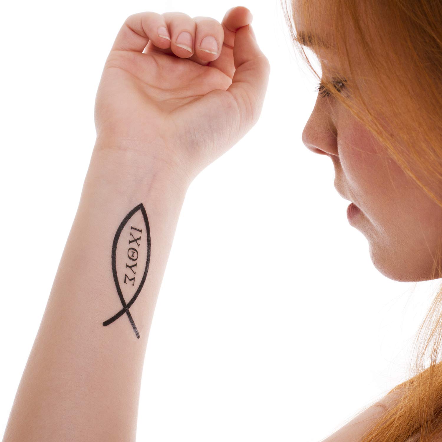 2 x Ichthys Fish Tattoo - Christian Symbol - ΙΧΘΥΣ (2)