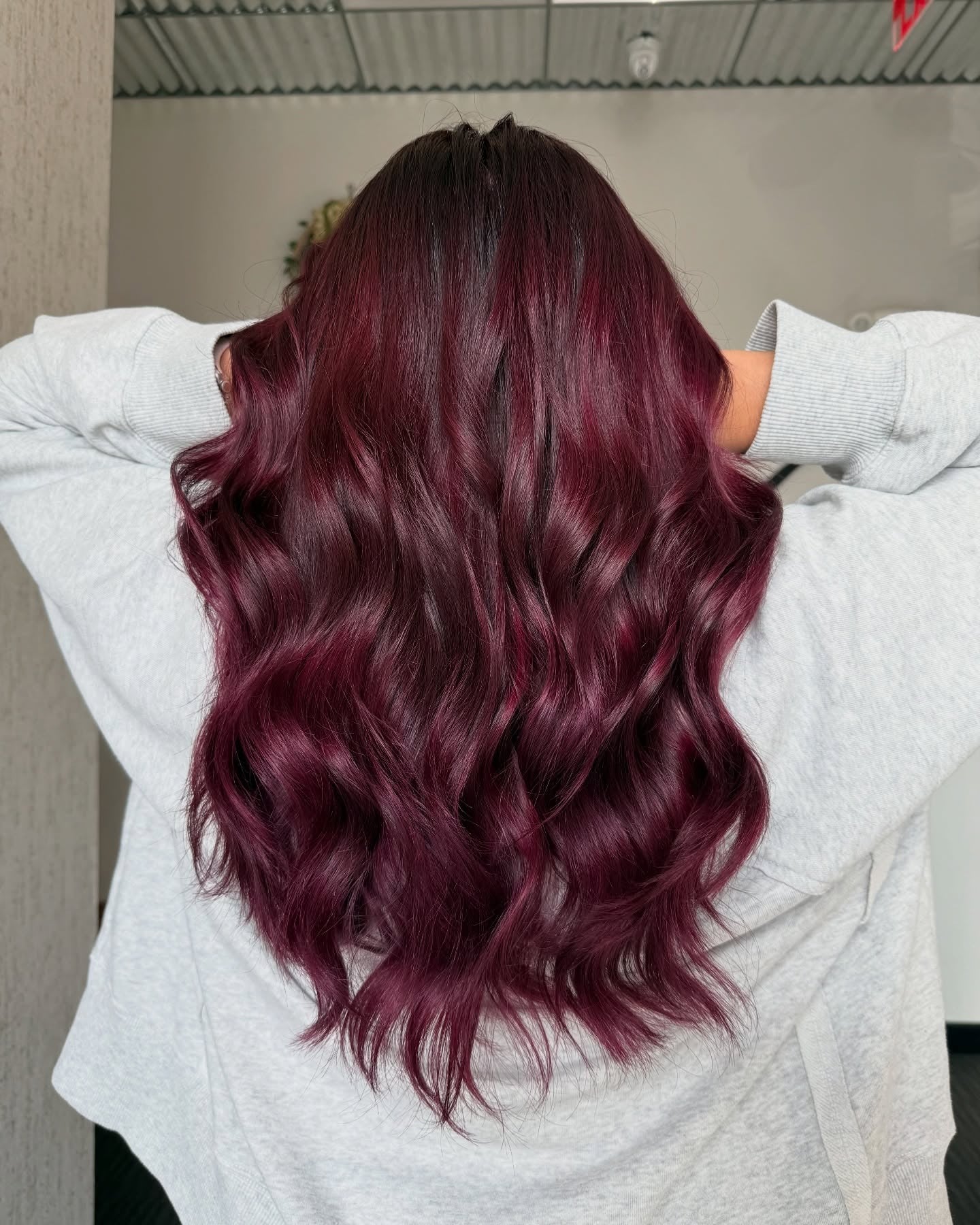 18. Berry-Toned Cherry Cola with Bouncy Waves (Cherry Cola Hair Color)