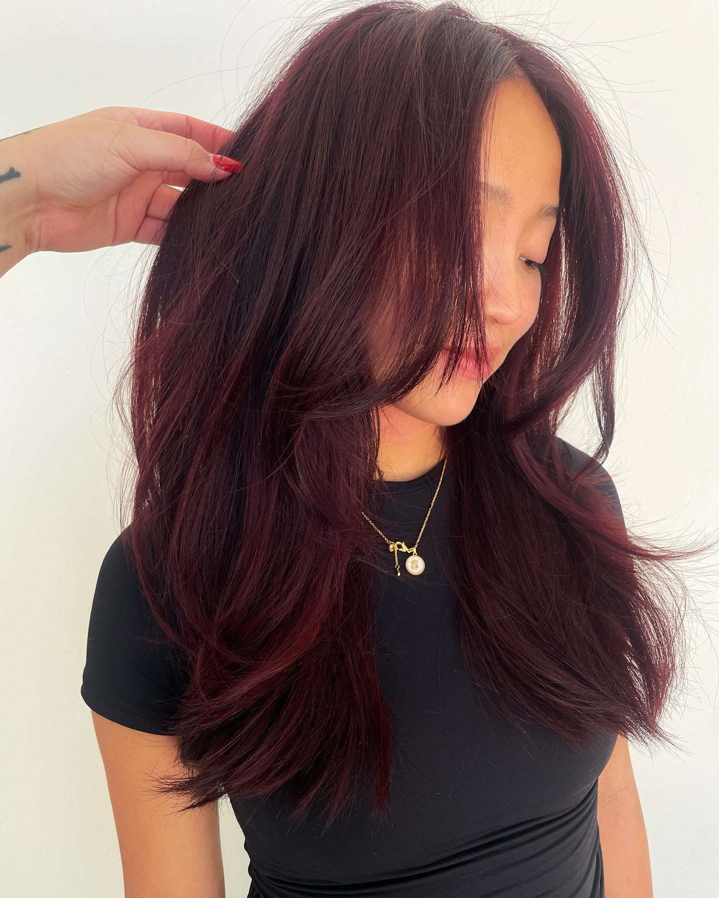 19. Mid-Layer Flow with Maroon Cherry Finish (Cherry Cola Hair Color)