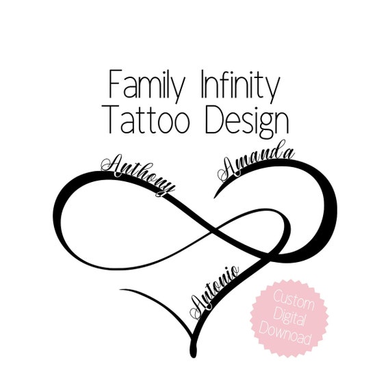 Custom Family Infinity Heart Tattoo Design, With Names, a Tattoo ...
