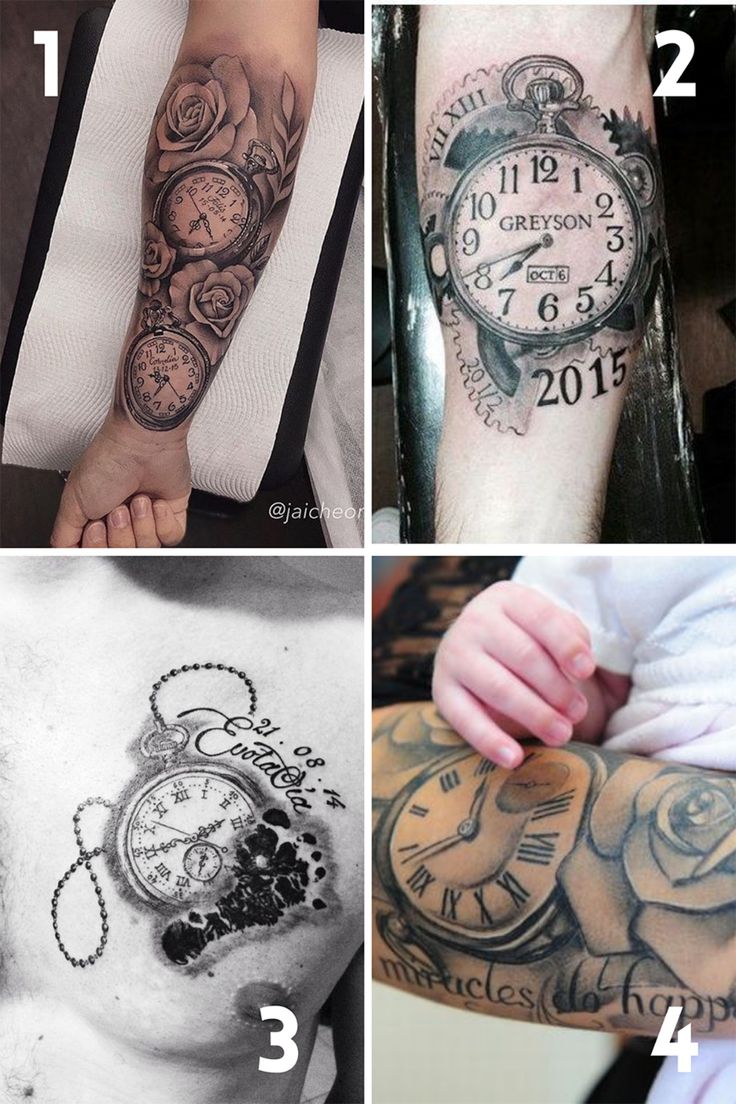 25 Classic Birth Clock Tattoos + Design Inspiration