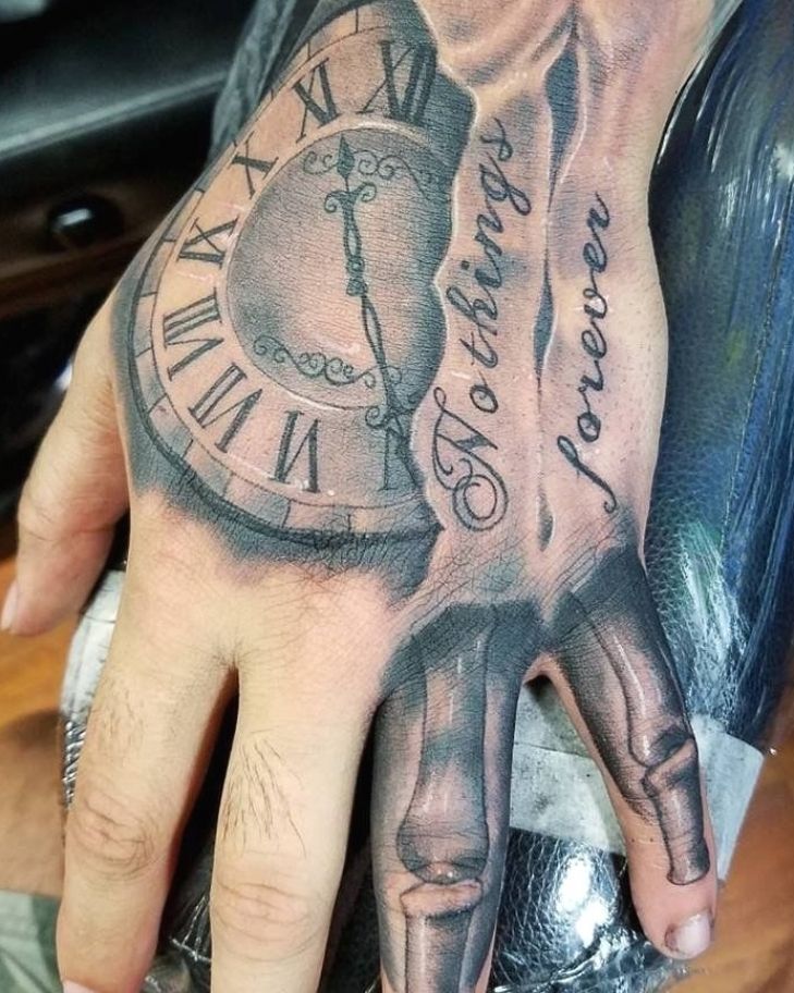 47 Excellent Clock Tattoos For Hand